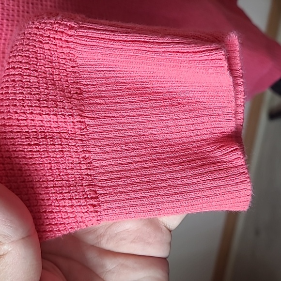 Lauren Ralph Lauren Pink Waffle Cowl Neck Sweater Size L - Picture 3 of 8